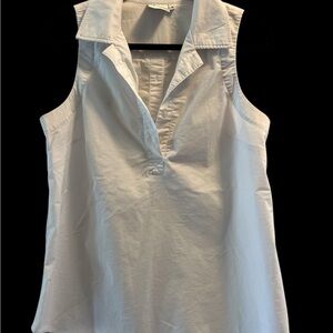 Finley White Sleeveless Fitted Popover Blouse Top Casual Chic Designer Cotton